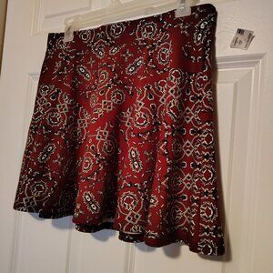 Aeropostale Short Skater Skirt Maroon Paisley Bandana Print Womens/Juniors L NWT